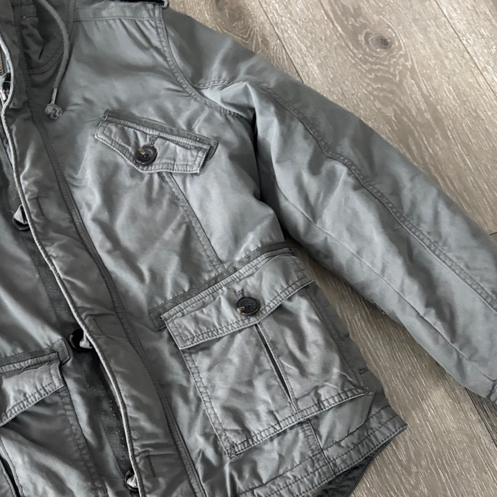 TNA Gray Military Jacket with Faux Fur Lining - Size Small - Picture 4 of 10